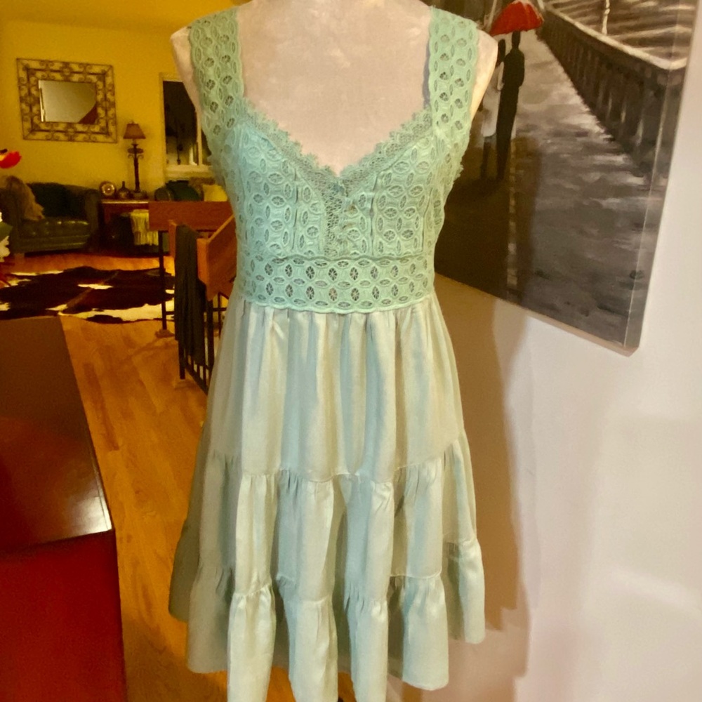 Entro Mint Lace Mini Dress